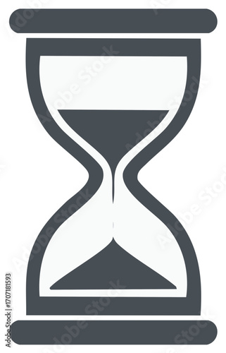 Stylized hourglass timer with dark grey sand falling through center