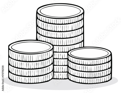 Stacks of coins illustration finance money currency treasure accumulation business investing savings wealth economy