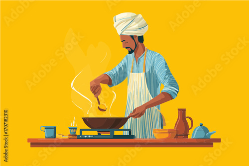 Asian chef cooking a meal