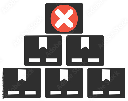 Stack of Boxes With Incorrect Sign Marked Symbolizing Shipping Error Delivery Problem