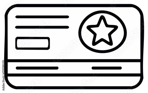 Loyalty Card Icon with Star Shape Badge Reward Points Program Vector Illustration