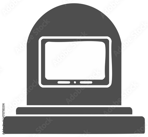 Stylized Memorial Stone with Blank Screen Icon