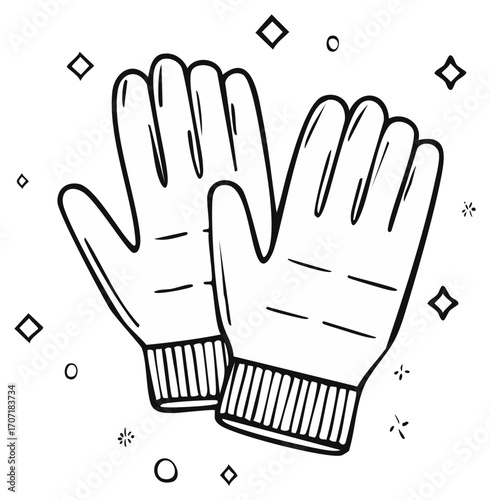 Winter Warmth Hand Drawn Gloves Illustration Cold Weather Accessories Protection