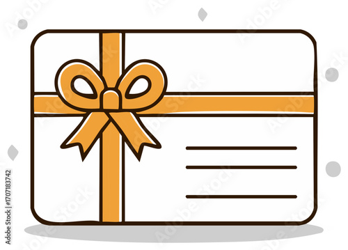 Stylized Gift Card Illustration with Gold Ribbon and Bow for Special Occasions and Reward Programs
