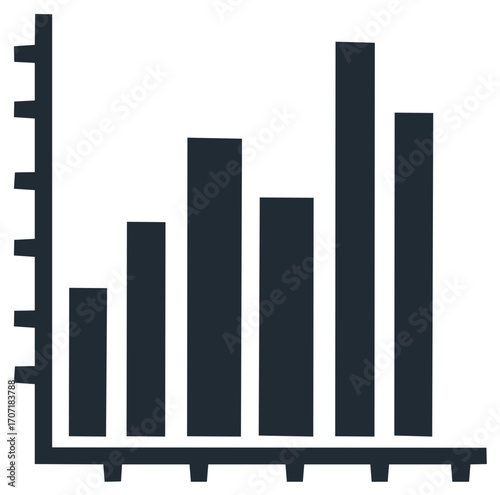 Simple bar graph icon illustrating growth or increase in values and showing comparative data sets