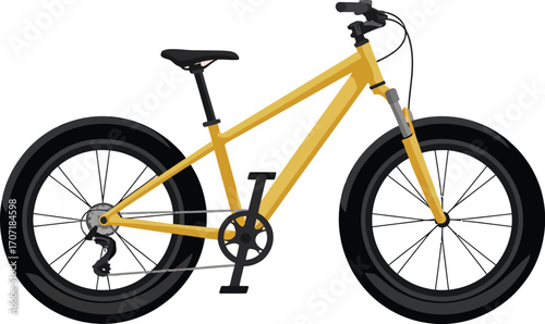Vibrant yellow bicycle with thick tires, ready for adventure