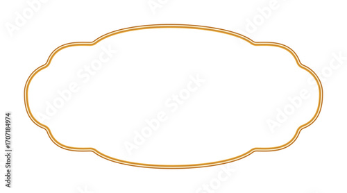 Gold 3d frame. Indian window, arabic border, islamic ornamental decorative element, morocco shapes. Vector illustration for invitation, greeting card, decorative design