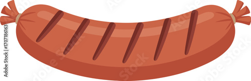 Juicy grilled sausage with grill marks, perfect for a barbecue feast.