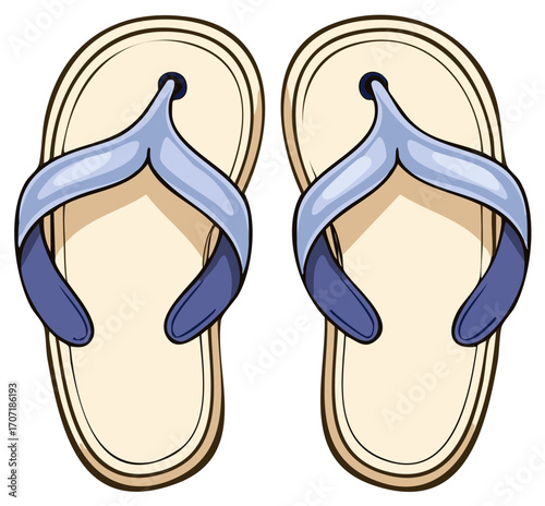 Pair of summer flip flops footwear design illustration for beach vacation or casual lifestyle concept