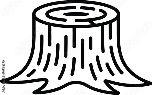Simple illustration of a tree stump with visible growth rings and bark texture