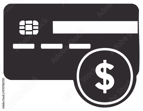 Credit Card with Dollar Coin Icon Symbolizing Financial Transactions and Payment