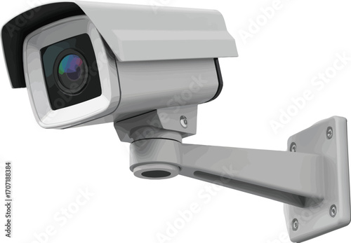 Modern surveillance camera mounted on an outdoor wall, ready for security.