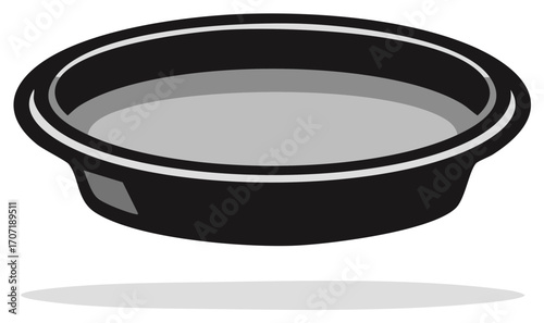 Baking Pie Tin Dish Graphic Isolated, Round Empty Pan With Lip & Shadow