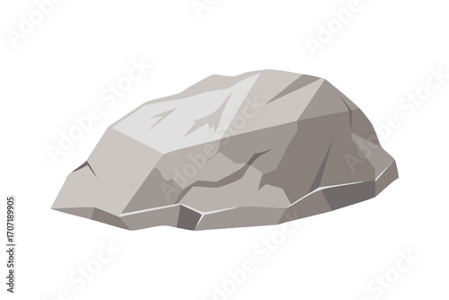 Realistic gray rock with sharp edges and texture