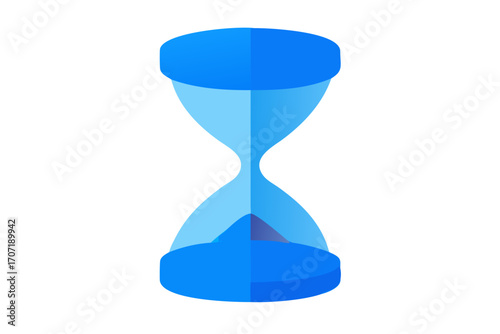 Blue hourglass, symbolizing time passing and urgency
