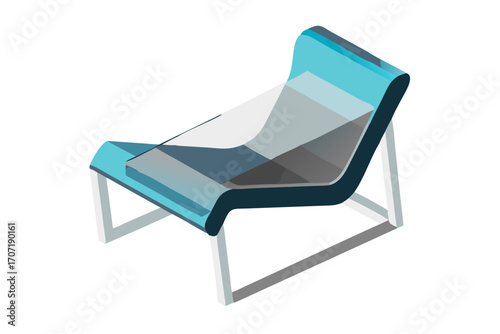 Modern blue lounge chair with transparent seat