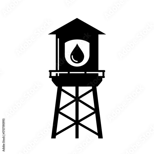 water, tower, icon, vector, tank, storage, silhouette, structure, elevated, utility, supply, infrastructure, liquid, outline, clipart, container, design, building, architecture, engineering, construct