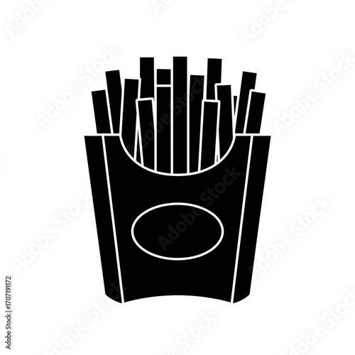 fries, icon, vector, snack, food, silhouette, fast, french, potato, outline, crispy, fried, salty, meal, design, clipart, illustration, lunch, restaurant, container, takeaway, box, side, tasty, crunch