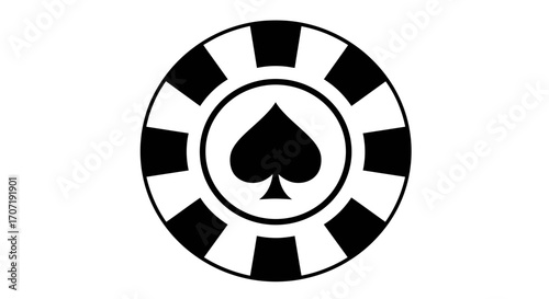 casino, chip, icon, vector, poker, token, spade, gambling, game, betting, silhouette, outline, illustration, design, graphic, luck, card, money, wager, play, table, entertainment, circular, symbol, di