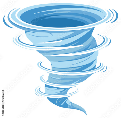 Powerful Blue Swirling Whirlwind Storm Weather Phenomenon Vector Illustration