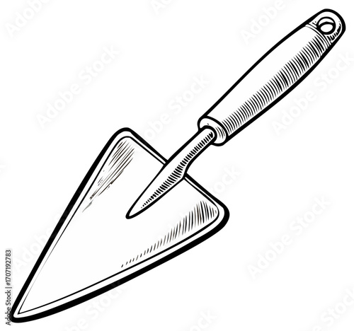 Hand Drawn Garden Trowel Illustration Gardening Tool for Planting or Digging
