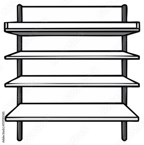 Illustrative Store Shelves for Product Display Merchandising and Inventory Management