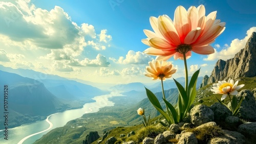 Landscape Orange Flower Art Creative Scene