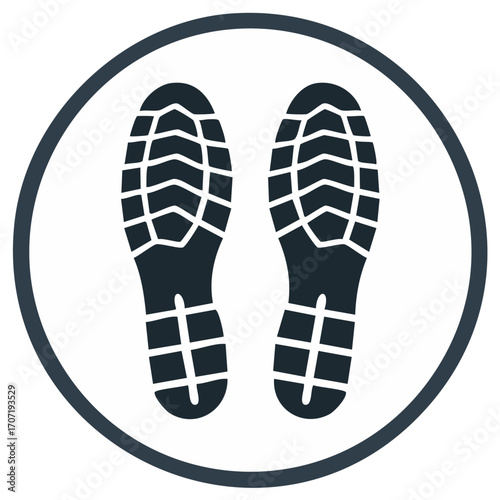 Stand Here Footprint Icon For Social Distancing Queue Line Floor Marker Symbol