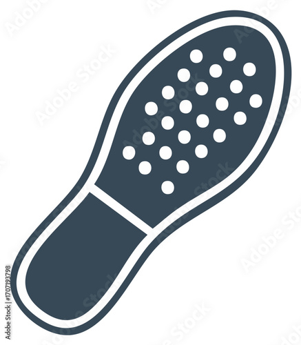 Shoe insole or outsole graphic icon with dotted texture pattern for footwear design
