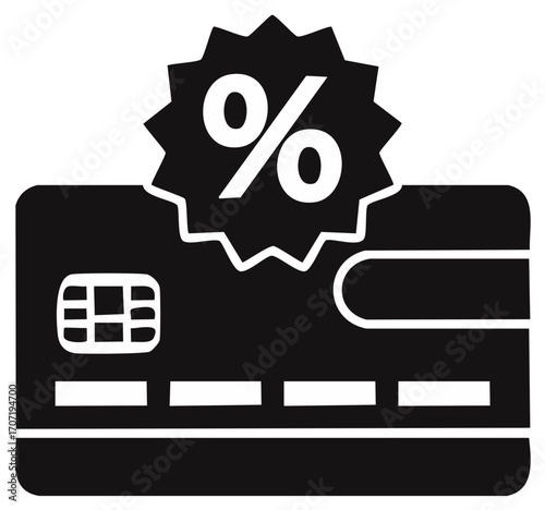 Discounted Payments A Black Credit Card with Percent Symbol Represents Financial Savings and Offers
