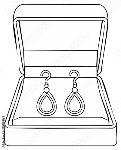 black and white earrings in jewelry box clip art preview