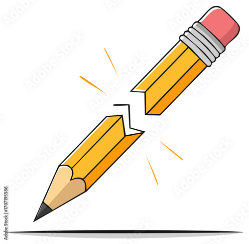 Broken pencil illustration symbolizing frustration, failure, or creative block