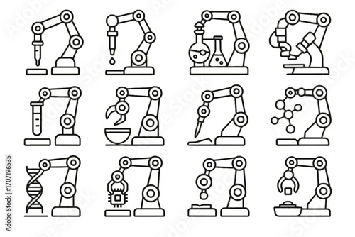 Assembler vector microchip analyzer arms arm specimen tube test robotic icon