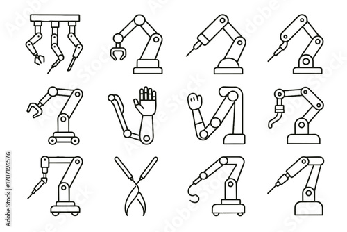 Robot automated icon vector microsurgery robotic prosthetic arm gripper holder medical
