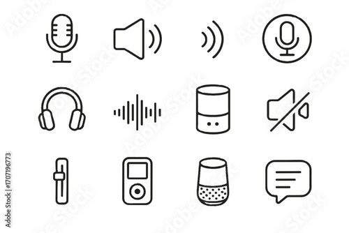 Sound device microphone mute waves button speaker icon voice vector hub audio