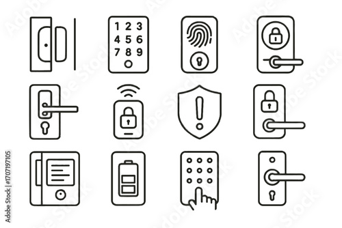 Lock icon alert entry touch led monitor smart keypad vector access