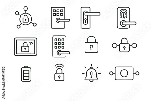 Icon alert lock remote digital vector connected smart wireless door electronic
