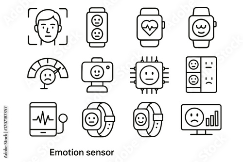 State rate biofeedback vector ai icons detection emotion indicator icon sensor facial