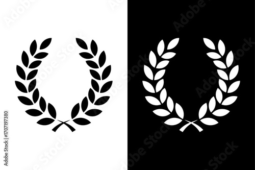 Elegant Laurel Wreath Vector. Winner Emblem and Achievement Symbol