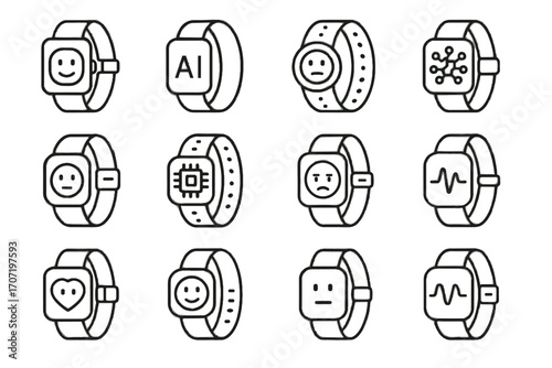 Icon vector chip feedback ai bracelet tracker band physiological rate wearable
