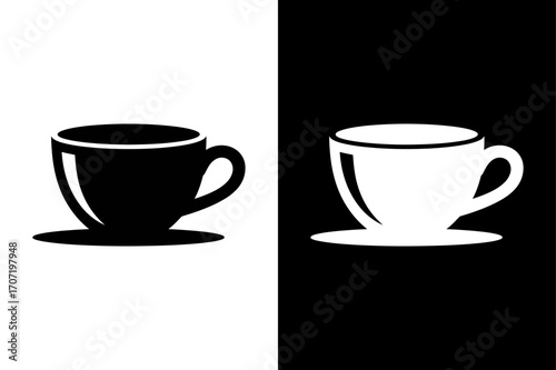 Coffee Cup Logo Icon. Black and White Paper Cup Silhouette Vector