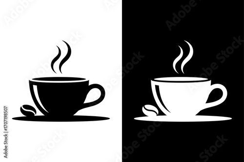 Black and White Coffee Cup Icon. Simple Paper Cup Vector Design