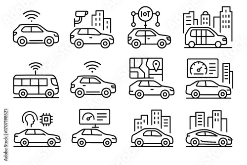 City mobility transport map digital smart public car vector icon guidance
