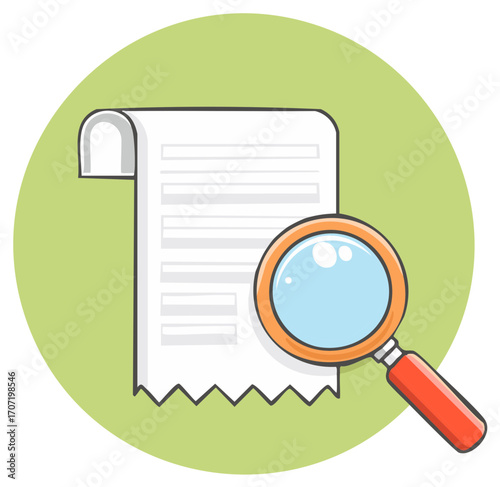 Magnifying Glass Examining Document Details for Search and Analysis