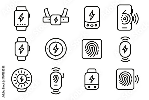 Icons station health unit mat device charger icon battery vector mobile bio