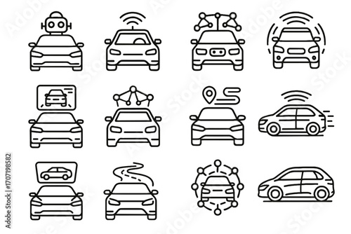 Interface futuristic hud icons icon autonomous vehicle sensor vector car dashboard connected