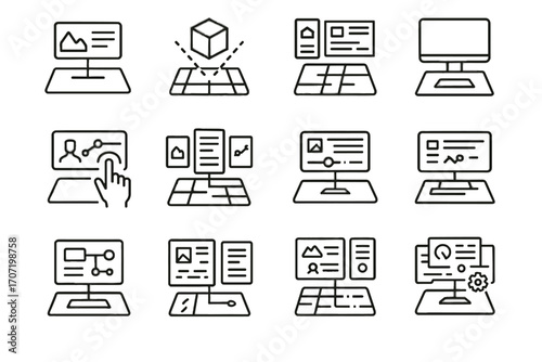 Hub dashboard workspace responsive ar icons vector desk icon virtual task overlay