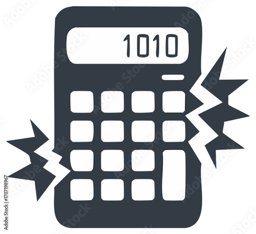 Calculator with crack symbolizing financial stress or calculation failure