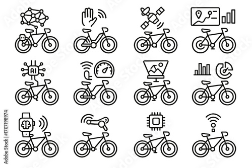 Cycling device smart adjustment bike holographic energy vector icon feedback dashboard
