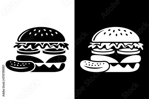 Classic Hamburger Icon Design. Flat Burger Silhouette Vector